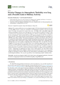 Secular Changes in Atmospheric Turbidity Over Iraq and a Possible Link to Military Activity