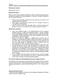 EIC0396 Written Evidence Submitted by 245 West End and Orchestral Musicians Submission Authors Please See Annex A