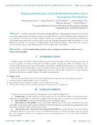 Experimental Analysis of Low Earth Orbit Satellites Due to Atmospheric Perturbations