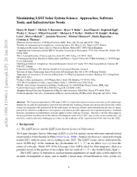 Maximizing LSST Solar System Science: Approaches, Software