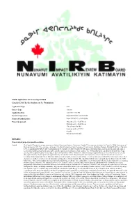 NIRB Application for Screening #125038 Canada C3 Led by the Students on Ice Foundation