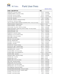 Park User Fees Bcparks.Ca/Fees