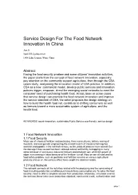 Service Design for the Food Network Innovation in China