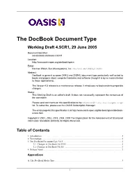 The Docbook Document Type Working Draft 4.5CR1, 29 June 2005