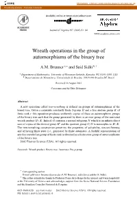 Wreath Operations in the Group of Automorphisms of the Binary Tree