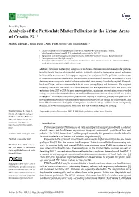 Analysis of the Particulate Matter Pollution in the Urban Areas of Croatia, EU †