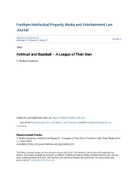Antitrust and Baseball – a League of Their Own