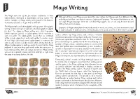 Maya Writing Comprehension Questions