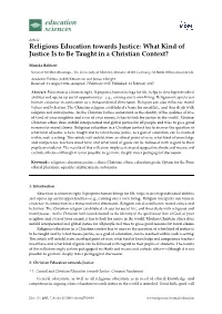 Religious Education Towards Justice: What Kind of Justice Is to Be Taught in a Christian Context?