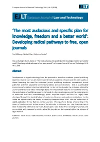 The Most Audacious and Specific Plan for Knowledge, Freedom and a Better World’: Developing Radical Pathways to Free, Open Journals