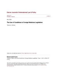 The Use of Conditions in Foreign Relations Legislation