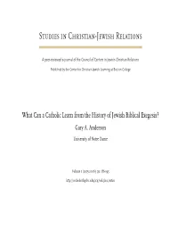 What Can a Catholic Learn from the History of Jewish Biblical Exegesis? Gary A