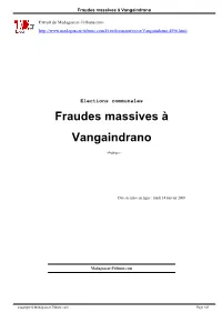 Fraudes Massives À Vangaindrano