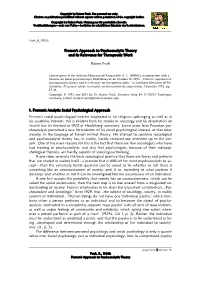 Fromm's Approach to Psychoanalytic Theory and Its Relevance for Therapeutic Work Rainer Funk 1. Fromm's Analytic Social Psycholo