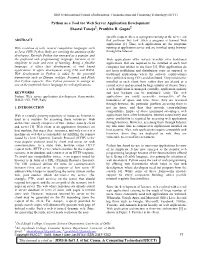 Python As a Tool for Web Server Application Development Sheetal Taneja1, Pratibha R