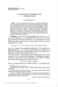 A Divergence Theorem for Hilbert Space