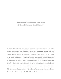 A Reassessment of Real Business Cycle Theory by Ellen