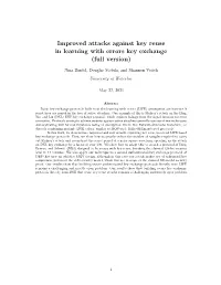 Improved Attacks Against Key Reuse in Learning with Errors Key Exchange (Full Version)