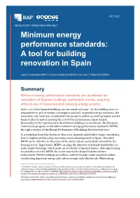Minimum Energy Performance Standards: a Tool for Building Renovation in Spain