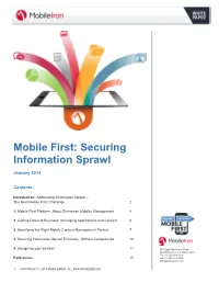 Mobile First: Securing Information Sprawl