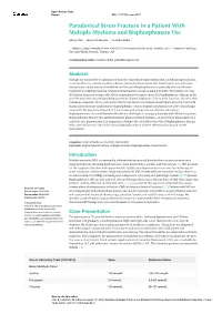 Paradoxical Stress Fracture in a Patient with Multiple Myeloma and Bisphosphonate Use