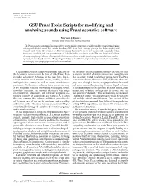 Scripts for Modifying and Analyzing Sounds Using Praat Acoustics Software