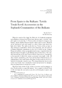 Textile Torah Scroll Accessories in the Sephardi Communities of the Balkans
