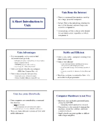 A Short Introduction to Unix