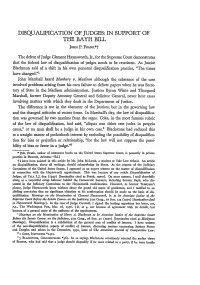 DISQUALIFICATION of JUDGES: in SUPPORT of the BAYH BILL Jomi P
