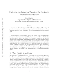 Predicting the Ionization Threshold for Carriers in Excited Semiconductors