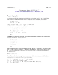 Programming Basics - FORTRAN 77