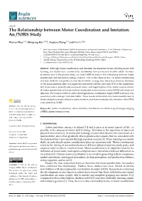 The Relationship Between Motor Coordination and Imitation: an Fnirs Study