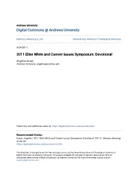2011 Ellen White and Current Issues Symposium: Devotional
