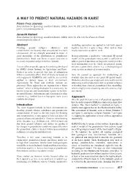 A Way to Predict Natural Hazards in Karst