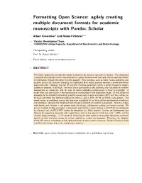 Formatting Open Science: Agilely Creating Multiple