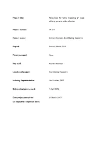 Project Title: Resources for Future Breeding of Apple Utilising Genome-Wide Selection