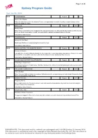 Sydney Program Guide