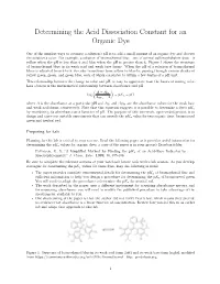 Determining the Acid Dissociation Constant for an Organic Dye