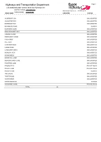 Highways and Transportation Department Page 1 List Produced Under Section 36 of the Highways Act