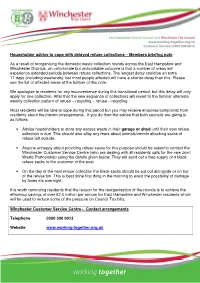 Householder Advice to Cope with Delayed Refuse Collections – Members Briefing Note