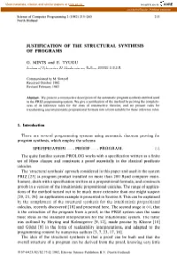 Justification of the Structural Synthesis of Programs