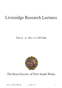 Liversidge Research Lectures