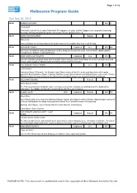 Melbourne Program Guide