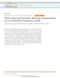 Phase Steps and Resonator Detuning Measurements in Microresonator Frequency Combs
