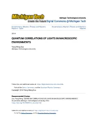 Quantum Correlations of Lights in Macroscopic Environments