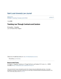 Teaching Law Through Contracts and Cardozo