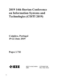 2019 14Th Iberian Conference on Information Systems And