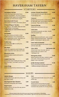 2020 Tavern Menu