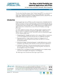 Five Ways to Build Flexibility Into Industrial Applications with Fpgas by Jason Chiang and Stefano Zammattio, Altera Corporation