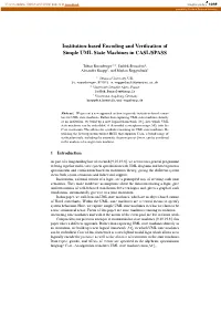Institution-Based Encoding and Verification of Simple UML